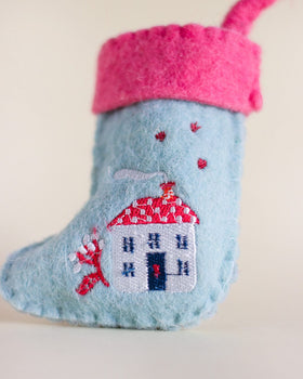 Happy Home Felt Stocking Xmas Ornament