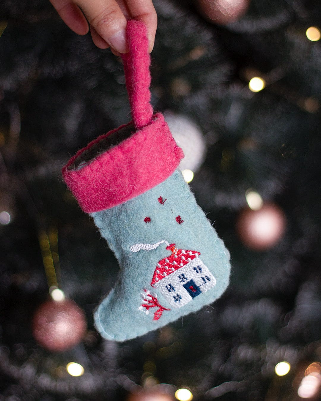 Happy Home Felt Stocking Xmas Ornament