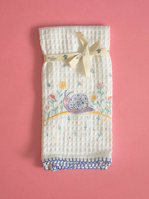 Happy Snail Waffle Hand Towel