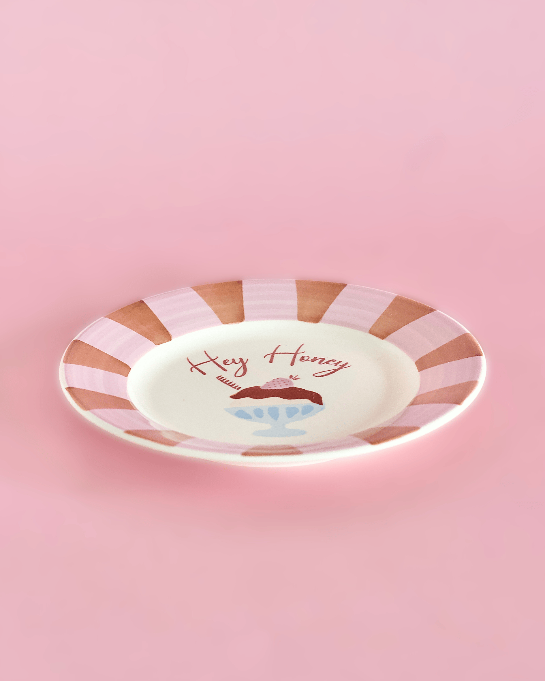 Hey Honey Handpainted Ceramic Dessert Plate - Set of 4
