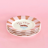 Hey Honey Handpainted Ceramic Dessert Plate - Set of 4