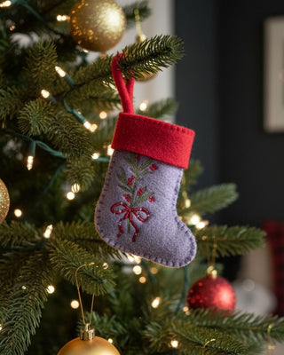 Holly Bouquet Felt Stocking Xmas Ornament