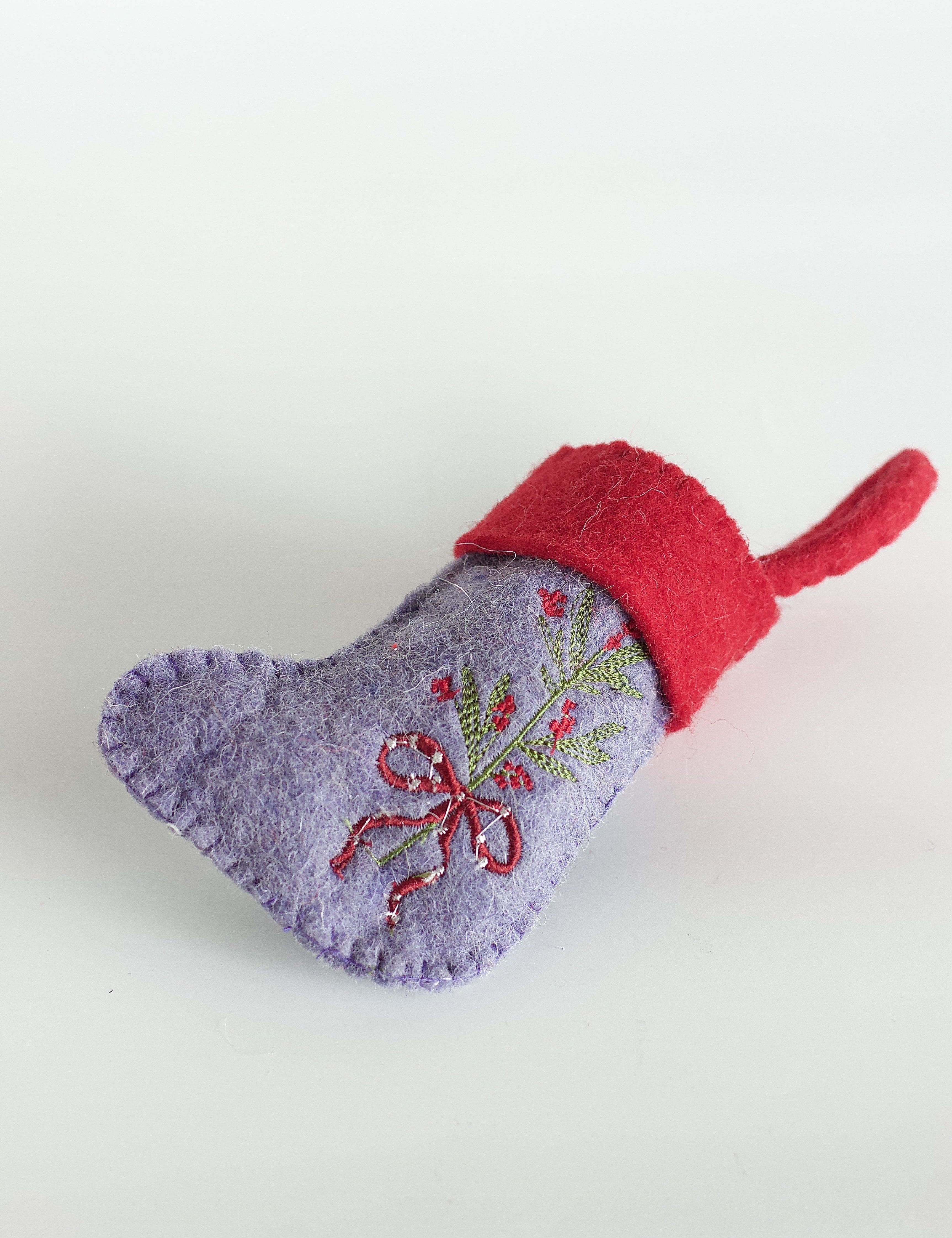 Holly Bouquet Felt Stocking Xmas Ornament