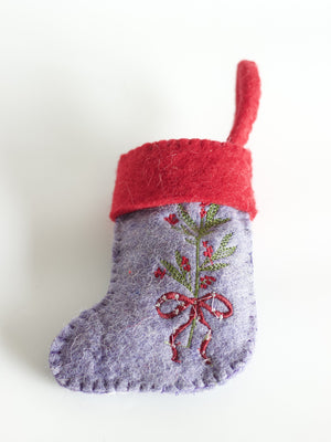 Holly Bouquet Felt Stocking Xmas Ornament
