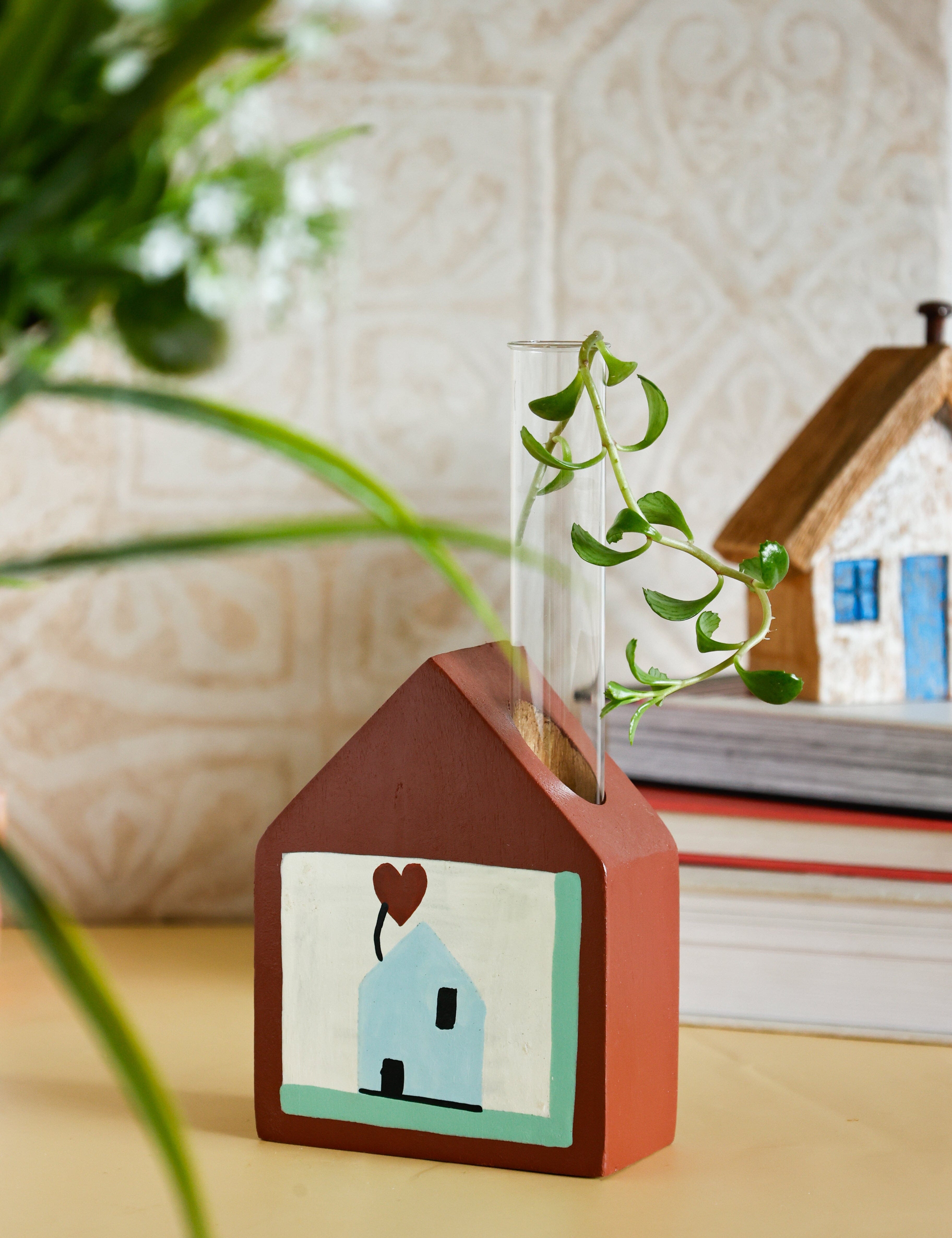 Hygge Hut Handpainted Wooden Bud Vase