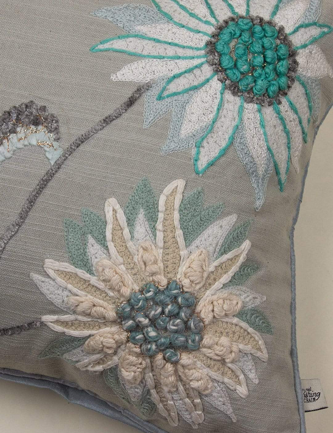 In Full Bloom Embroidered Cushion Cover
