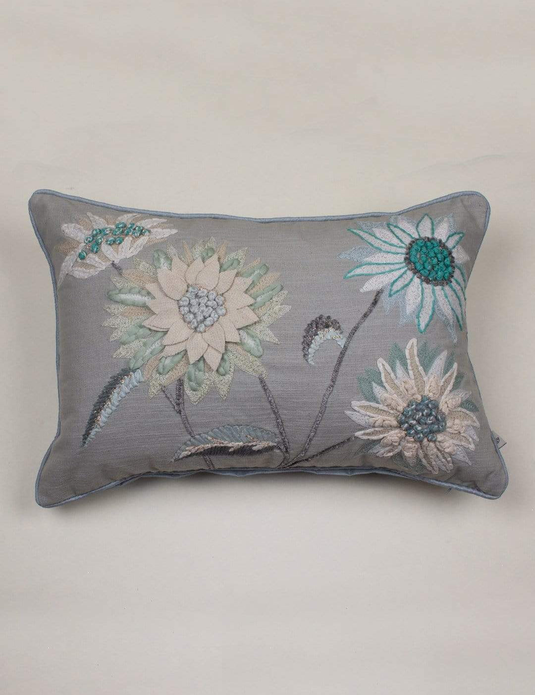 In Full Bloom Embroidered Cushion Cover