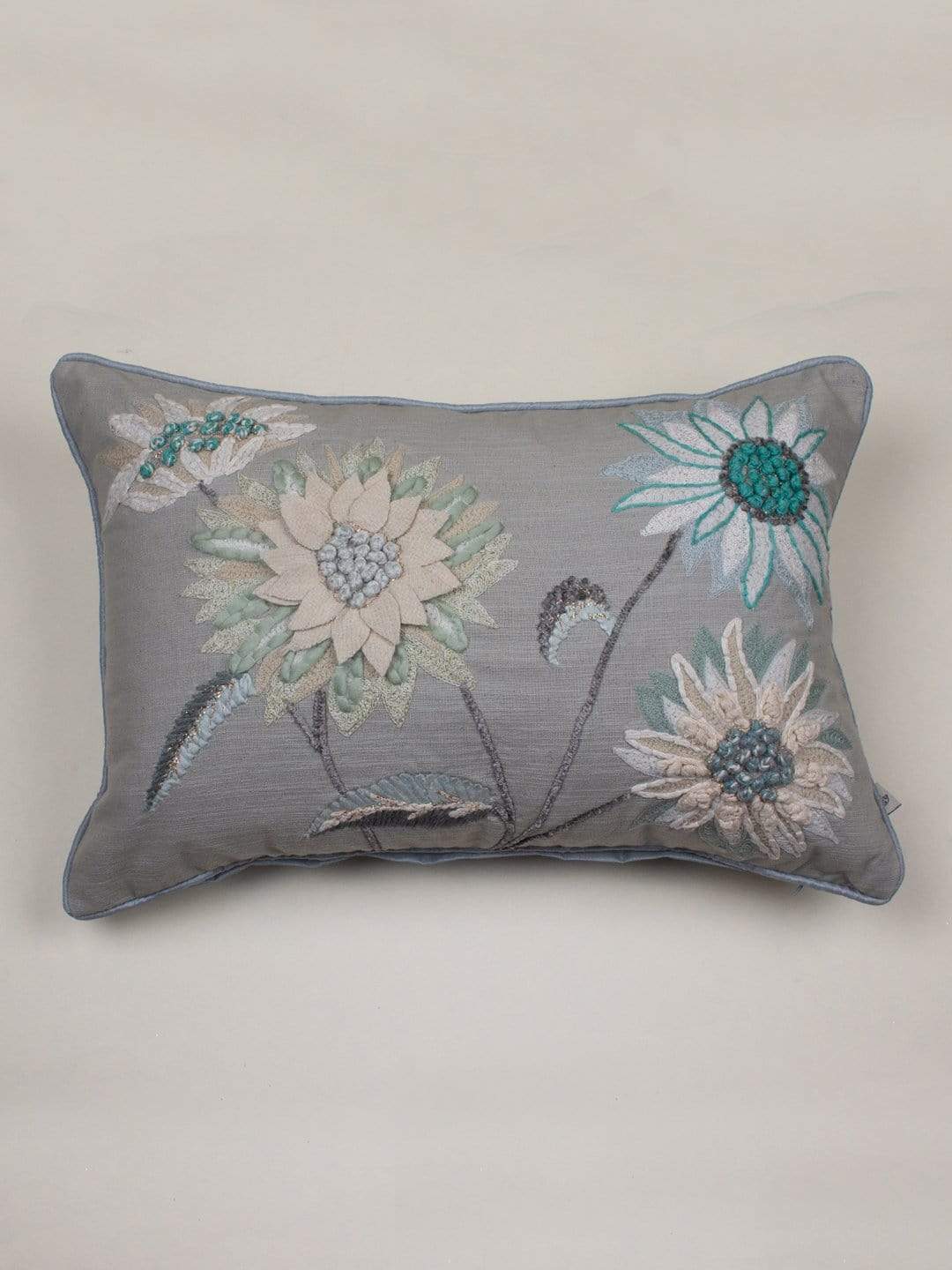 In Full Bloom Embroidered Cushion Cover