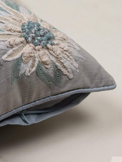 In Full Bloom Embroidered Cushion Cover