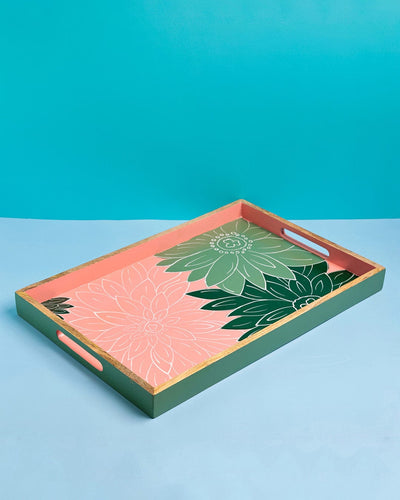 Indian Garden Handpainted Wood Tray - 10x16 inch