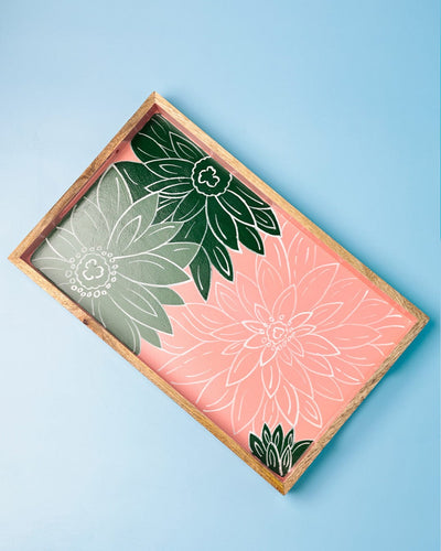 Indian Garden Handpainted Wood Tray - 10x16 inch