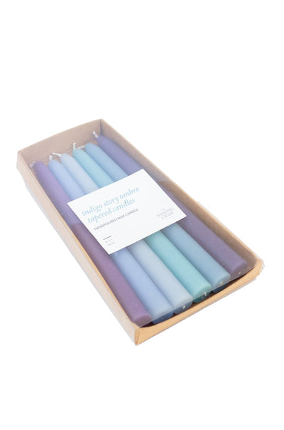 Indigo Story Ombre Tapered Candles- Set of 6