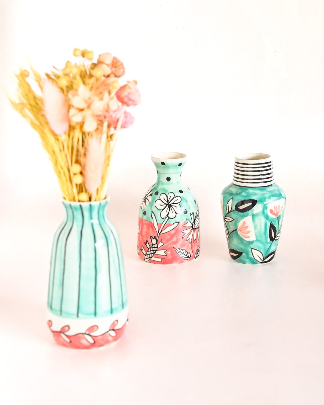 Iris Handpainted Mini Vases - Set of 3