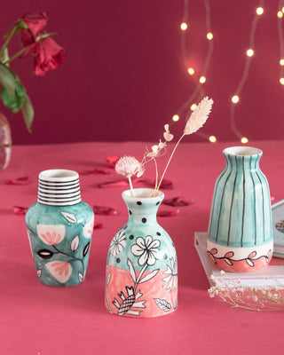 Iris Handpainted Mini Vases - Set of 3