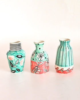 Iris Handpainted Mini Vases - Set of 3