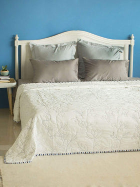 Ivory Trellis Quilted Bedcover