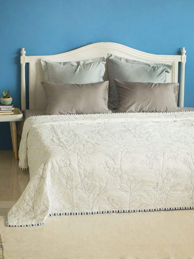 Ivory Trellis Quilted Bedcover