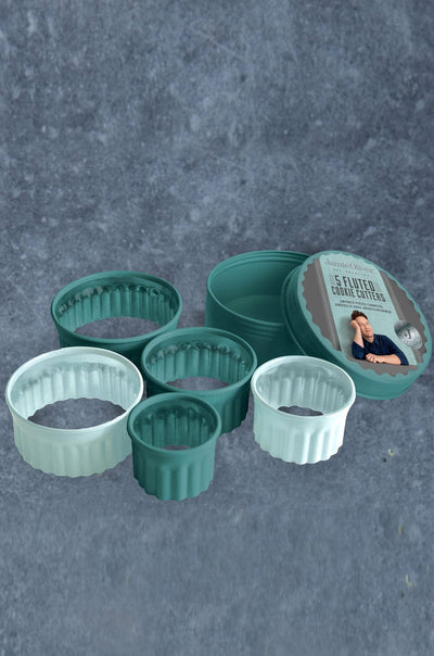 Jamie Oliver Fluted Cookie Cutters- Set of 5 - Atlantic Green