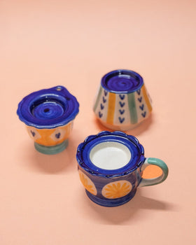 Jasmine Mist Handpainted Tealight Holders - Set of 3