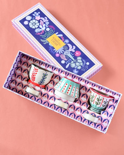 Jewel Sunrise Handpainted Tealight Holders -Set of 3 Little Sparks of Joy Gift box