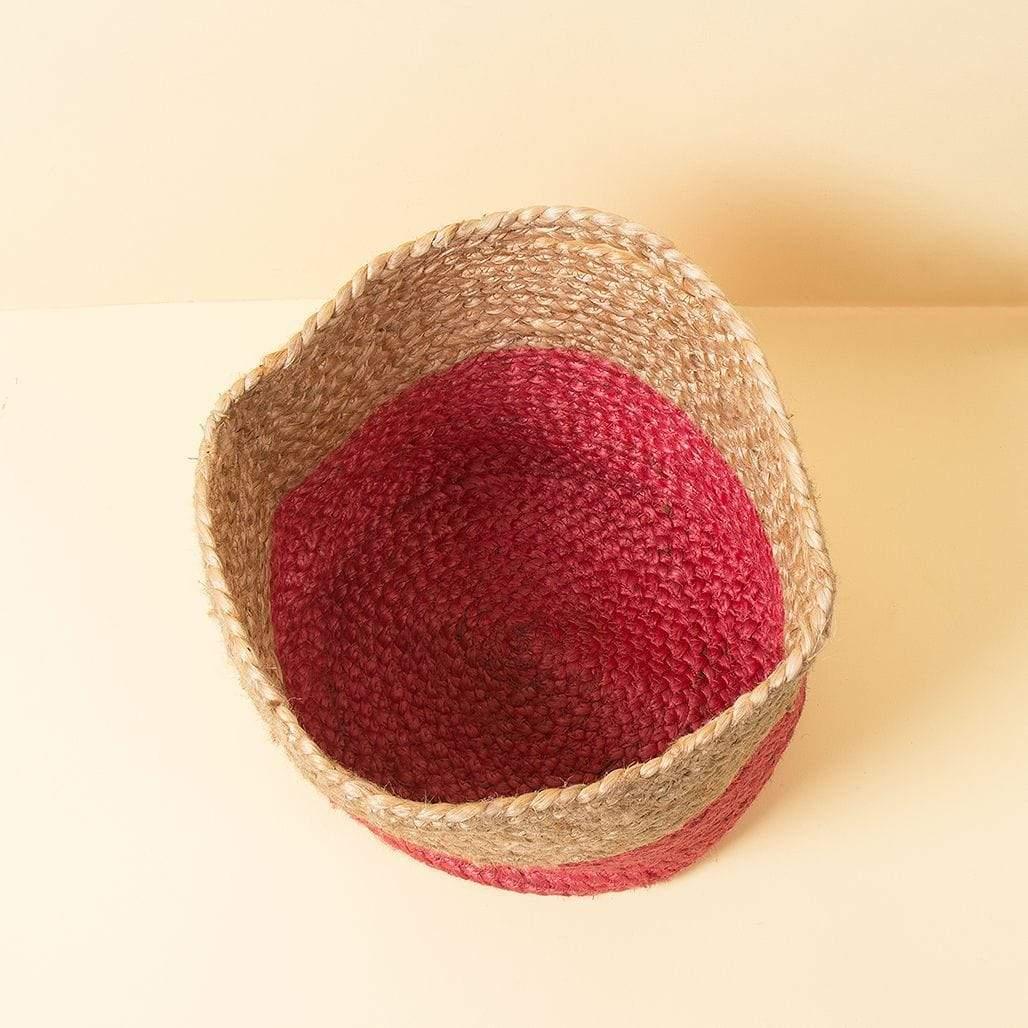 Jute Storage Basket - Coral