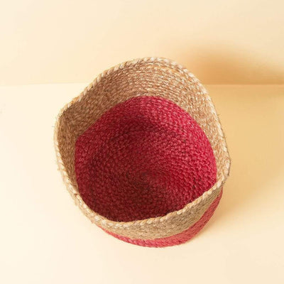 Jute Storage Basket - Coral