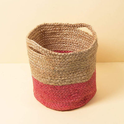 Jute Storage Basket - Coral