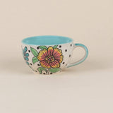 Kelly Green Handpainted Teacup & Saucer- Set of 2