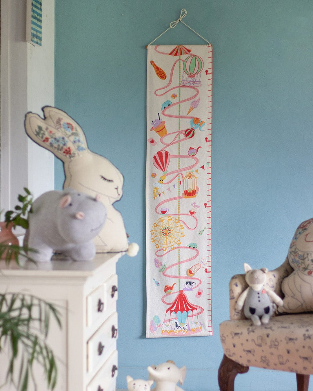 Carnival Rides Handpainted Cotton Fabric Height Chart The Wishing Chair