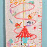 Kids Carnival Rides Handpainted Cotton Fabric Height Chart