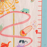Kids Carnival Rides Handpainted Cotton Fabric Height Chart