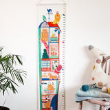 Kids Jungle Time Handpainted Cotton Fabric Height Chart