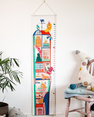 Kids Jungle Time Handpainted Cotton Fabric Height Chart