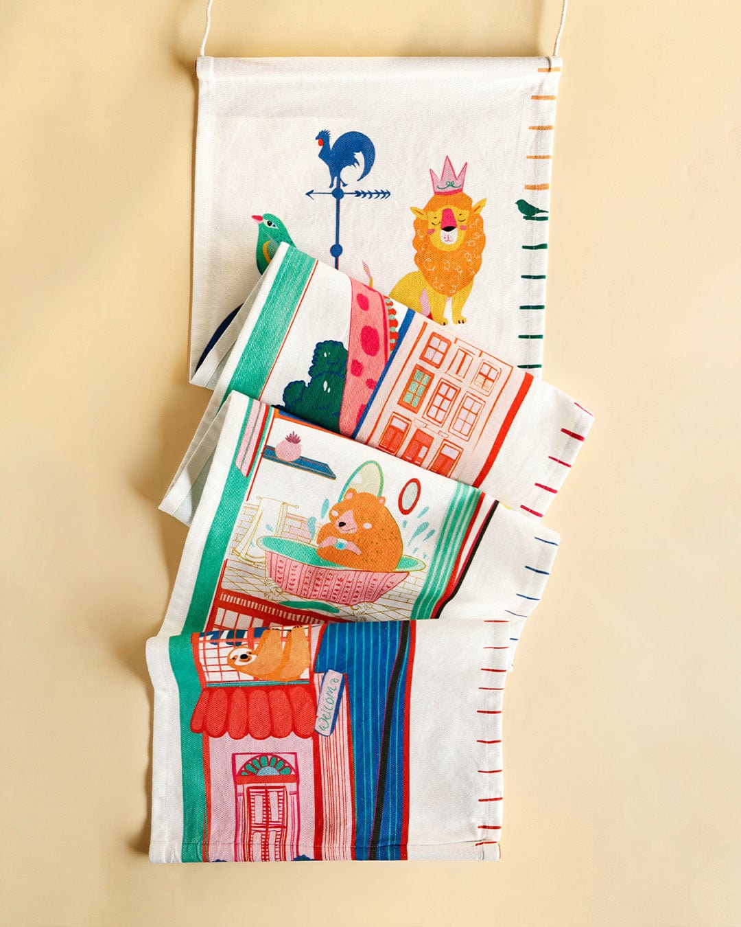 Kids Jungle Time Handpainted Cotton Fabric Height Chart