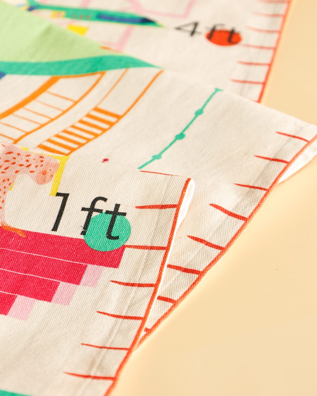 Kids Monkey Mayhem Handpainted Cotton Fabric Height Chart
