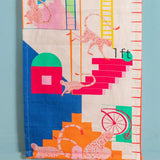 Kids Monkey Mayhem Handpainted Cotton Fabric Height Chart