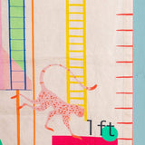 Kids Monkey Mayhem Handpainted Cotton Fabric Height Chart