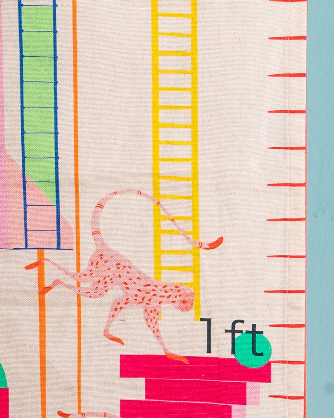 Kids Monkey Mayhem Handpainted Cotton Fabric Height Chart