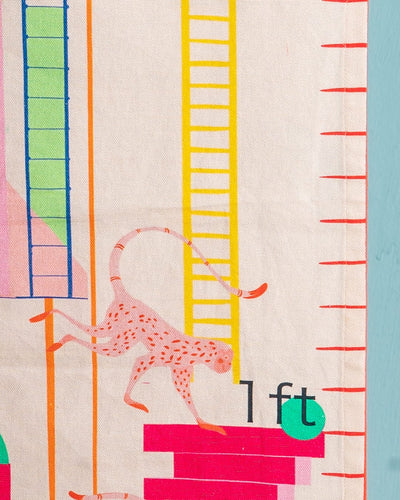 Kids Monkey Mayhem Handpainted Cotton Fabric Height Chart