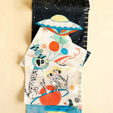 Kids Space Age Handpainted Cotton Fabric Height Chart