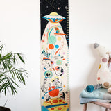 Kids Space Age Handpainted Cotton Fabric Height Chart