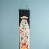 Kids Space Age Handpainted Cotton Fabric Height Chart