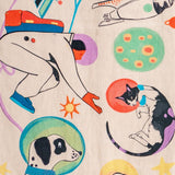 Kids Space Age Handpainted Cotton Fabric Height Chart