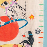 Kids Space Age Handpainted Cotton Fabric Height Chart