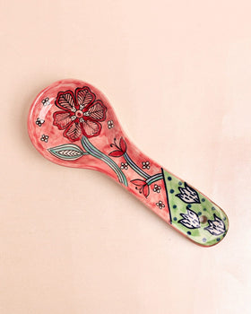 kitchen accessories Dance in a Flowerbed Ceramic Spoon Rest