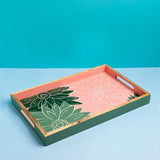 kitchen accessories Indian Garden Handpainted Wood Tray - 18 L X 12 W X 1.25 H inches