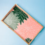 kitchen accessories Indian Garden Handpainted Wood Tray - Dimensions- 16 L X 10 W X 1 H inches