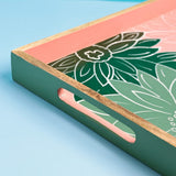 kitchen accessories Indian Garden Handpainted Wood Tray - Dimensions- 16 L X 10 W X 1 H inches