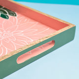 kitchen accessories Indian Garden Handpainted Wood Tray - Dimensions- 16 L X 10 W X 1 H inches