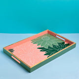 kitchen accessories Indian Garden Handpainted Wood Tray - Dimensions- 16 L X 10 W X 1 H inches
